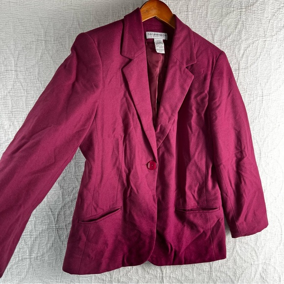 Vintage 100 Wool Blazer Womens 10P Mauve Pink Sag Harbor 1 Button Jacket Lined - Picture 7 of 16
